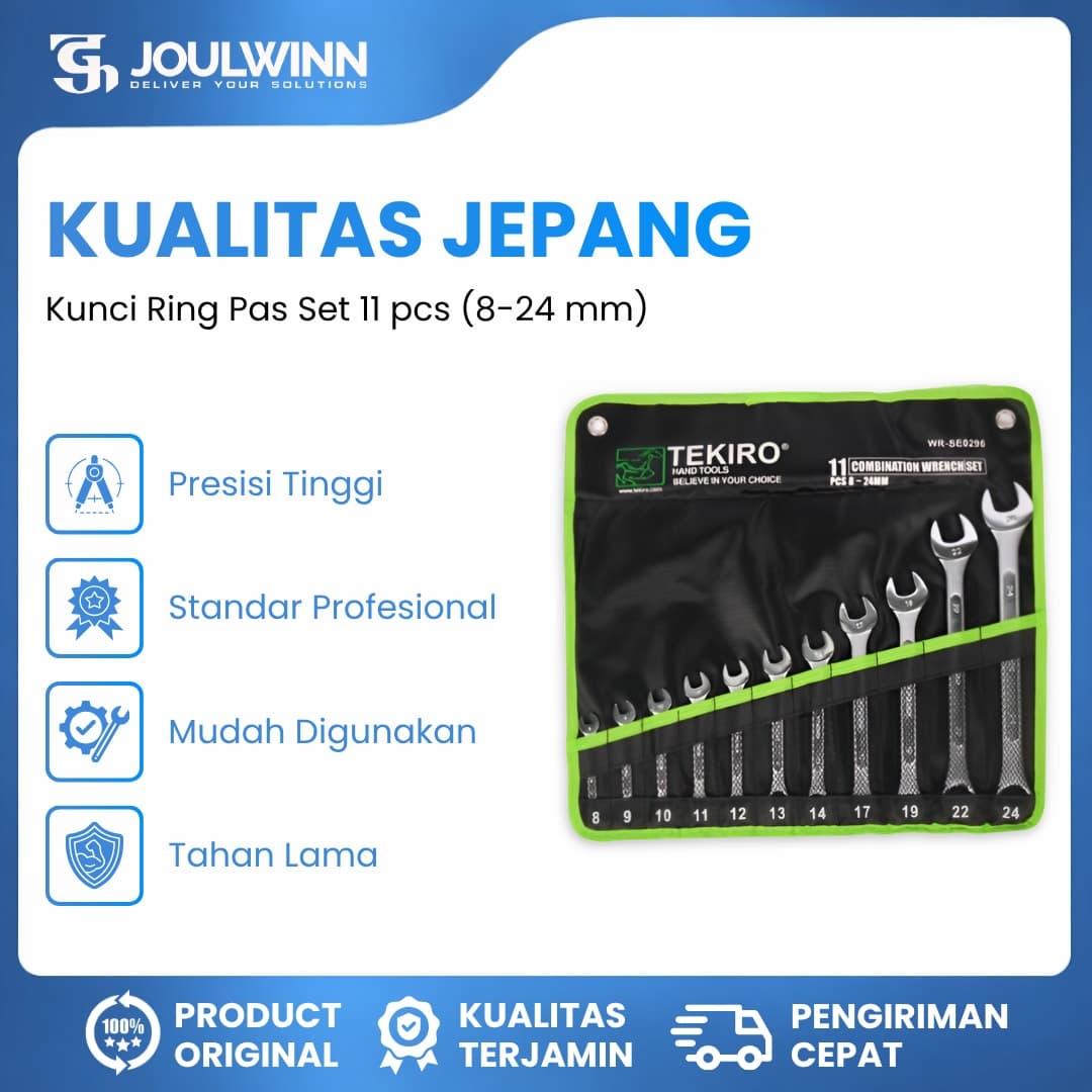 Tekiro Combination Wrench Set (Kunci Ring Pas Set) isi 11 pcs — gambar 1 dari 1